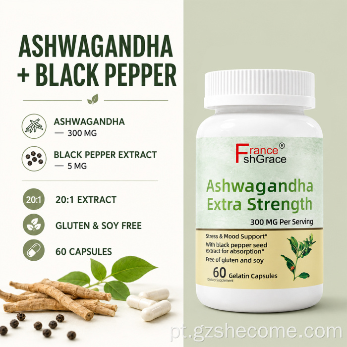 Suplemento orgânico Shecome Ashwagandha para alívio do estresse para adultos